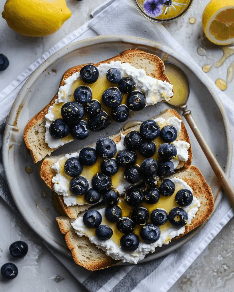 Lemon Blueberry Ricotta Toast With Honey