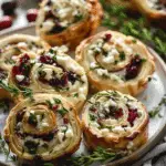 Cranberry Cream Cheese Pinwheels with Feta & Herbs