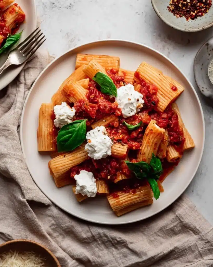 Rigatoni Arrabbiata with Burrata Cheese Recipe