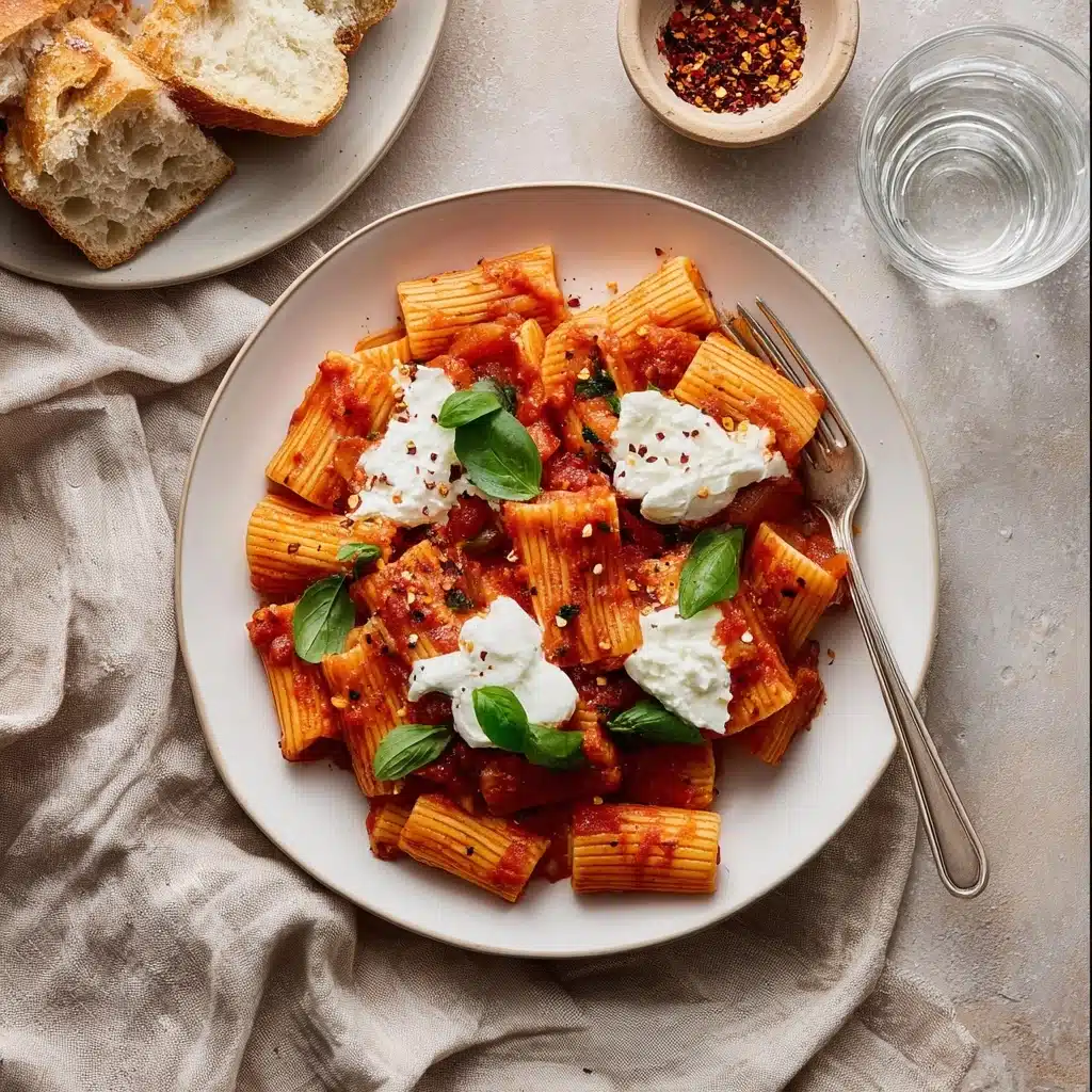 Rigatoni Arrabbiata with Burrata Cheese Recipe - Recipe Image