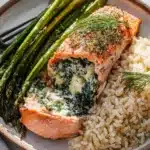 Baked Cream Cheese + Spinach Stuffed Salmon Filets Recipe