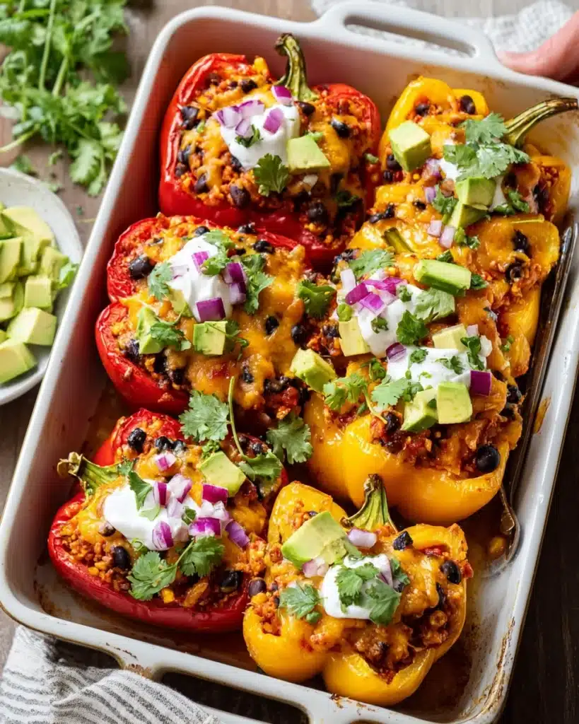 Extra Veggie Turkey Taco Stuffed Bell Peppers Recipe