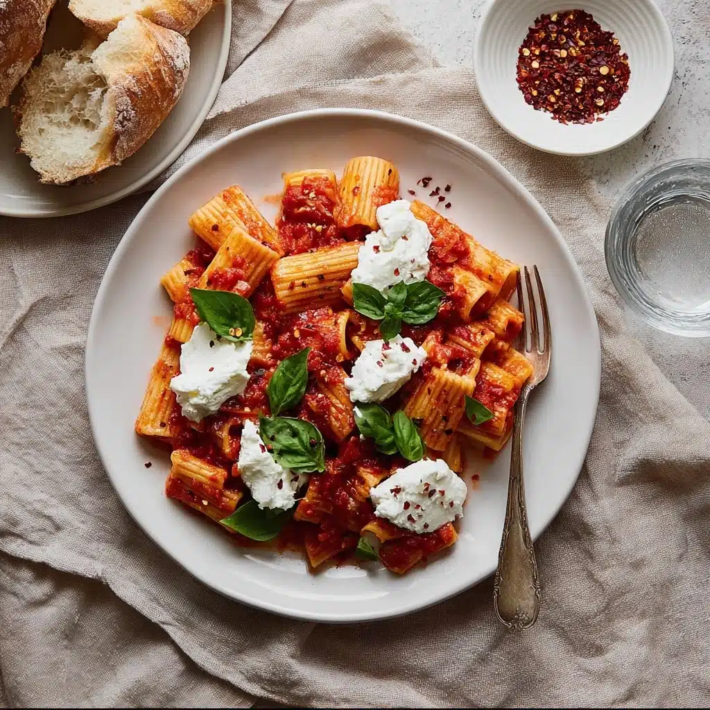 Rigatoni Arrabbiata with Burrata Cheese Recipe - Recipe Image