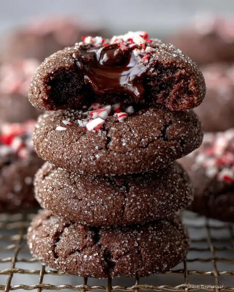 Chocolate Peppermint Thumbprint Cookies Recipe