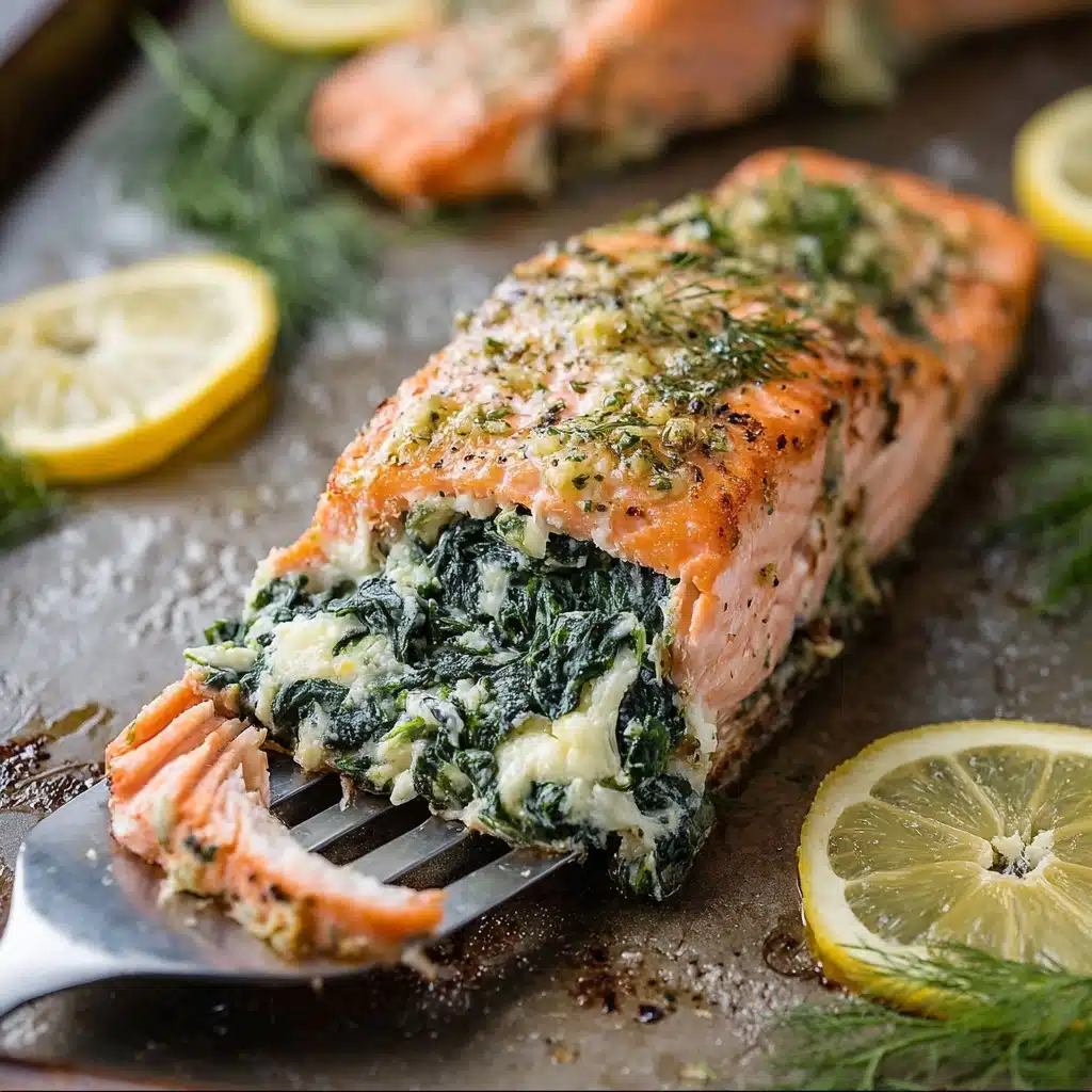 Baked Cream Cheese + Spinach Stuffed Salmon Filets Recipe - Recipe Image