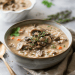 Rustic Instant Pot Mushroom and Rice Soup with Beef