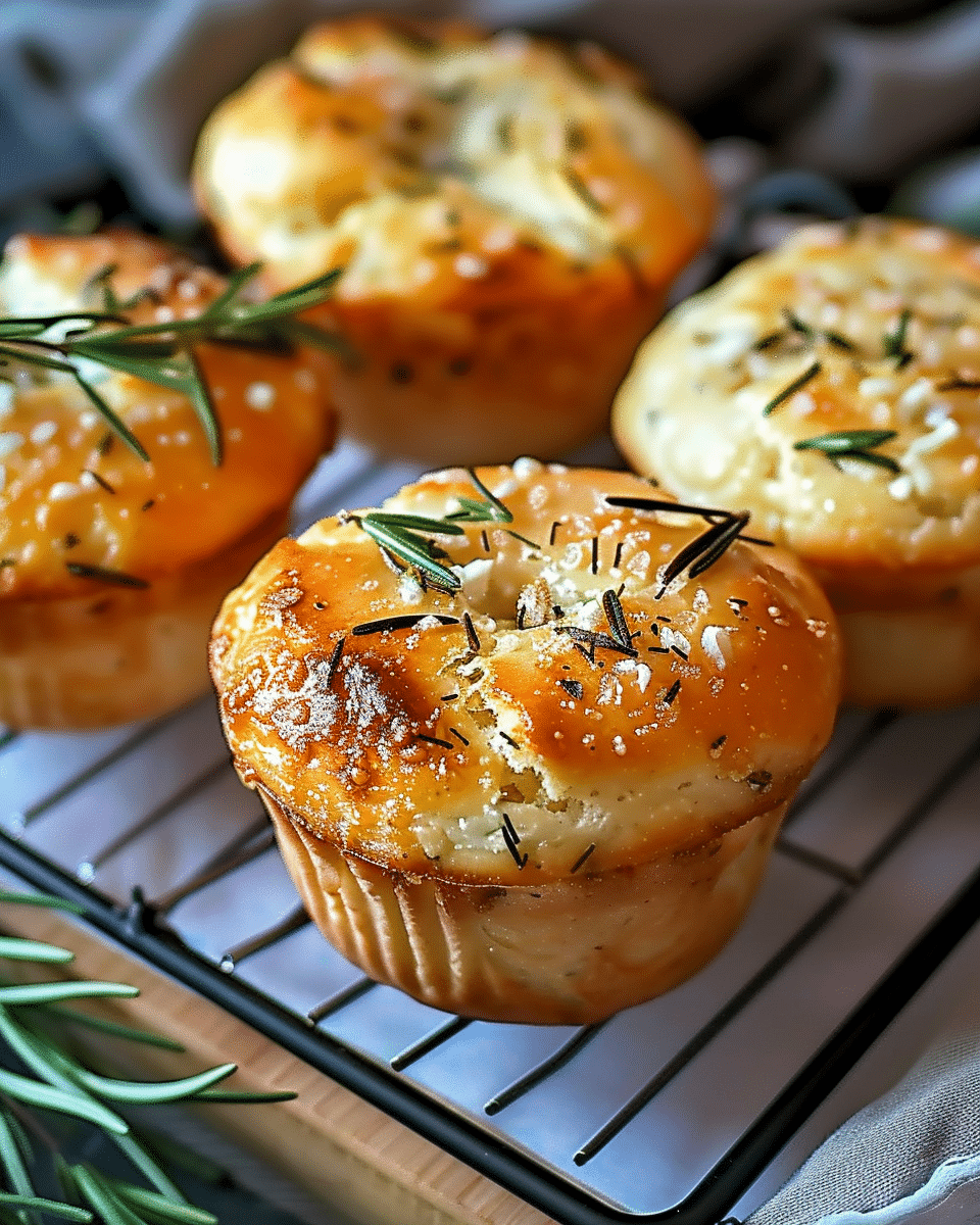 Easy Garlic Rosemary Focaccia Muffins