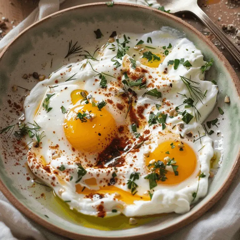 Turkish Eggs with Creamy Yogurt & Butter Sauce