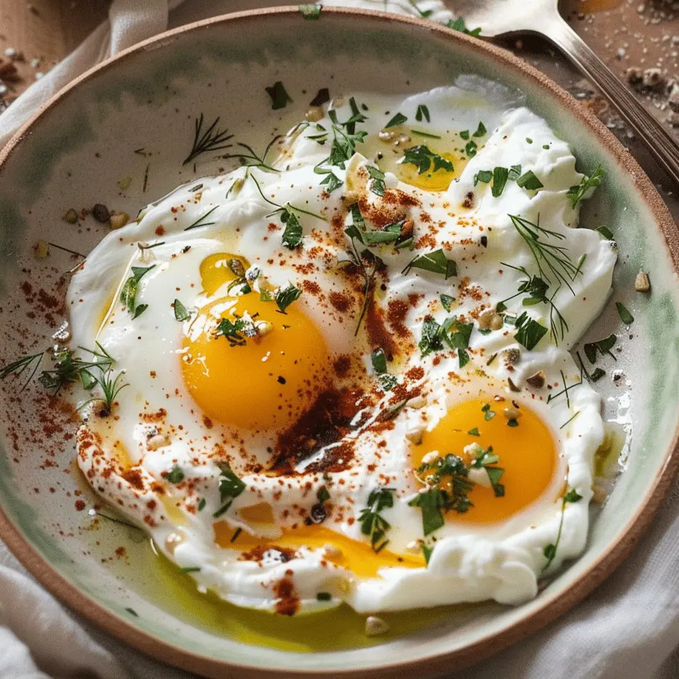 Turkish Eggs with Creamy Yogurt & Butter Sauce