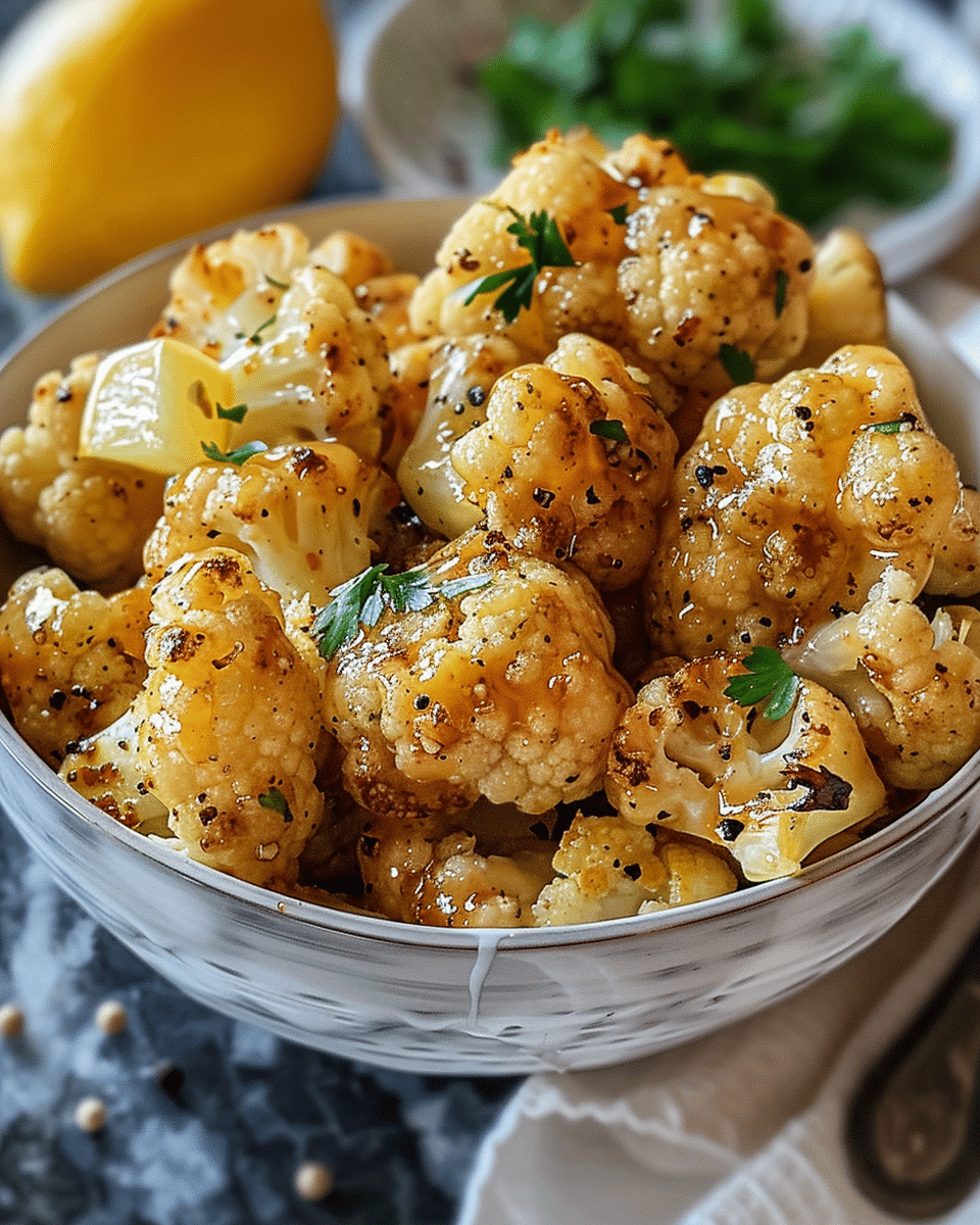 Vegan Lemon Pepper Glazed Cauliflower