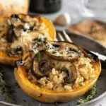 Acorn Squash Stuffed Mushroom and Brown Butter Risotto