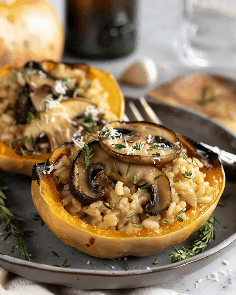 Acorn Squash Stuffed Mushroom and Brown Butter Risotto