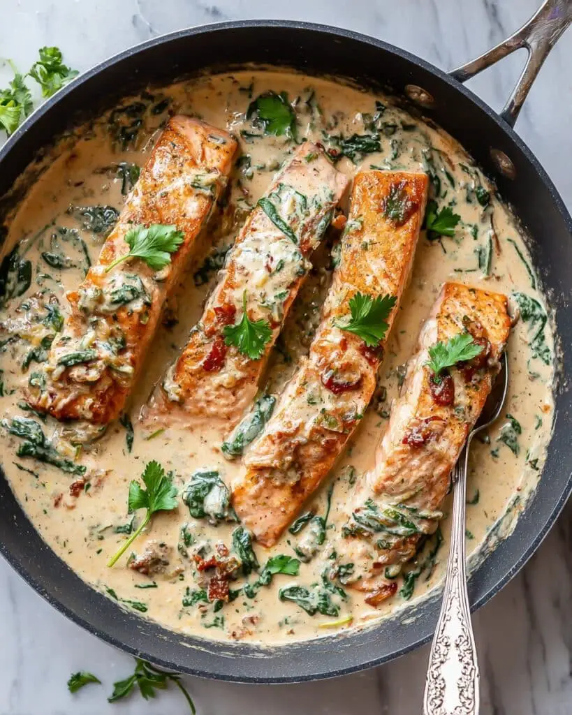 Salmon Skillet with Sun-Dried Tomato Cream Sauce Recipe