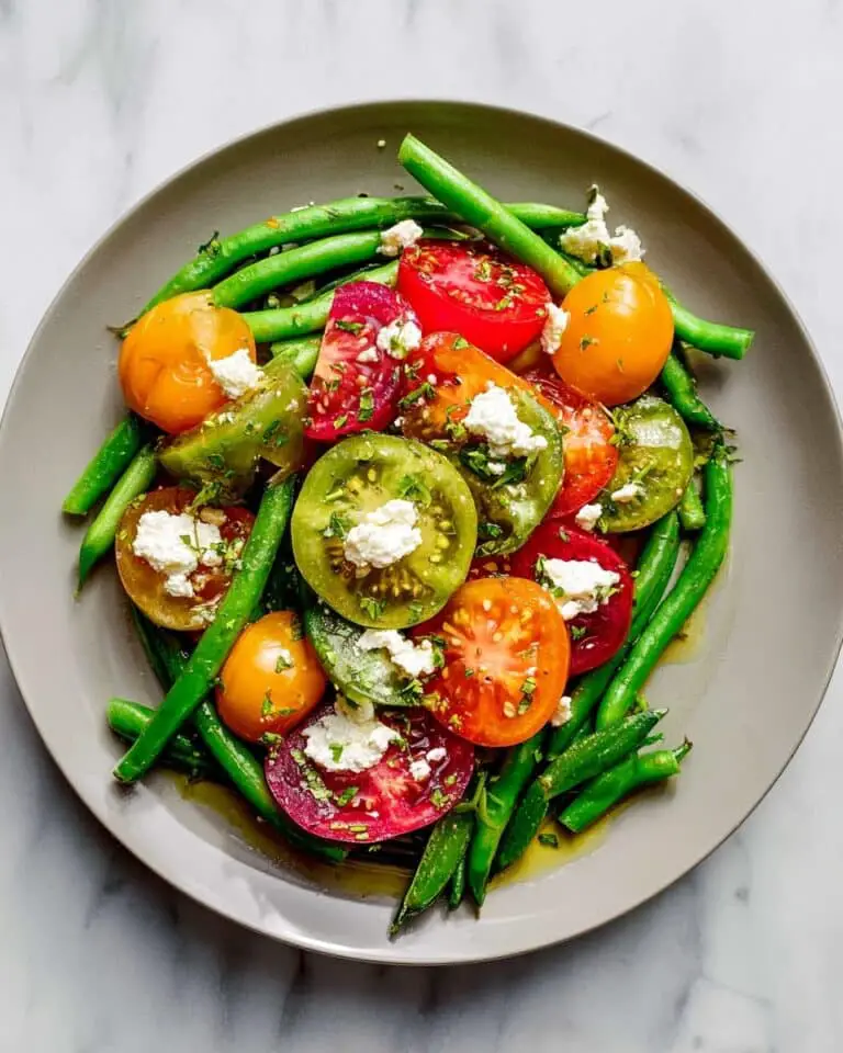 Mediterranean Green Bean Salad with Cherry Tomatoes and Feta Recipe