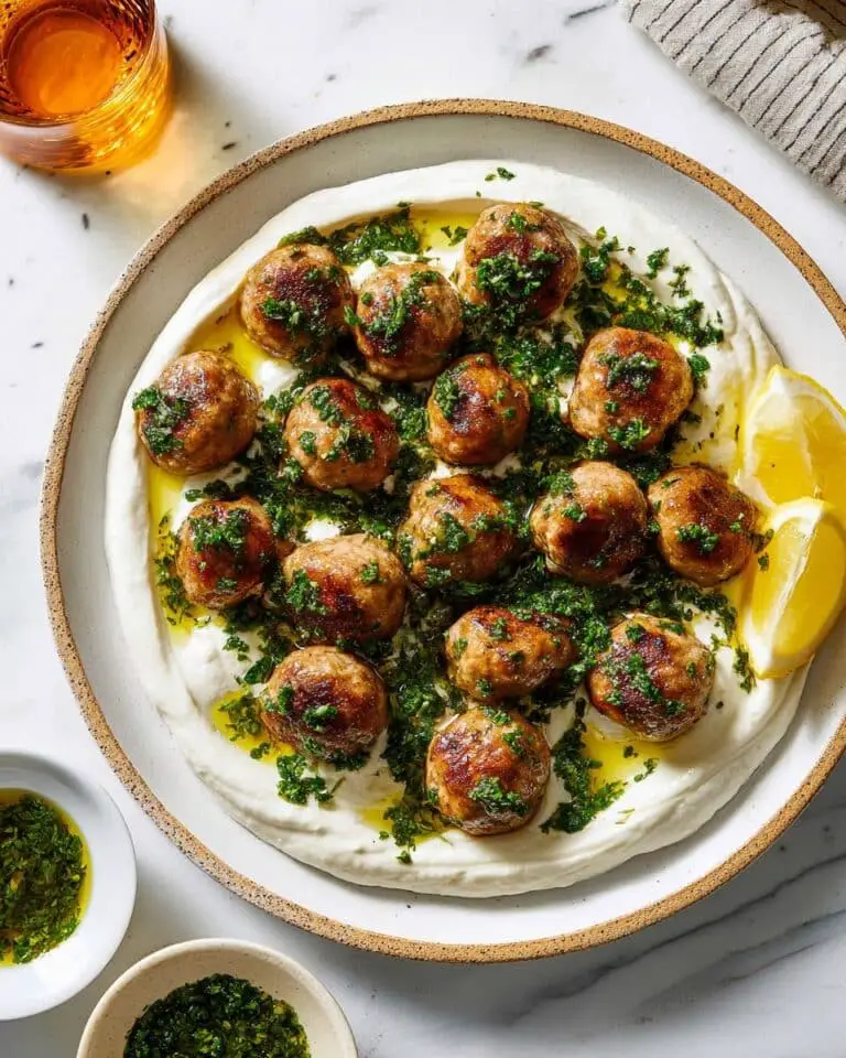Chimichurri Chicken Meatballs with Feta Cream Recipe