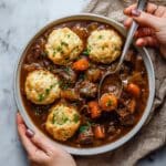 Slow Cooker British Beef Stew with Dumplings Recipe