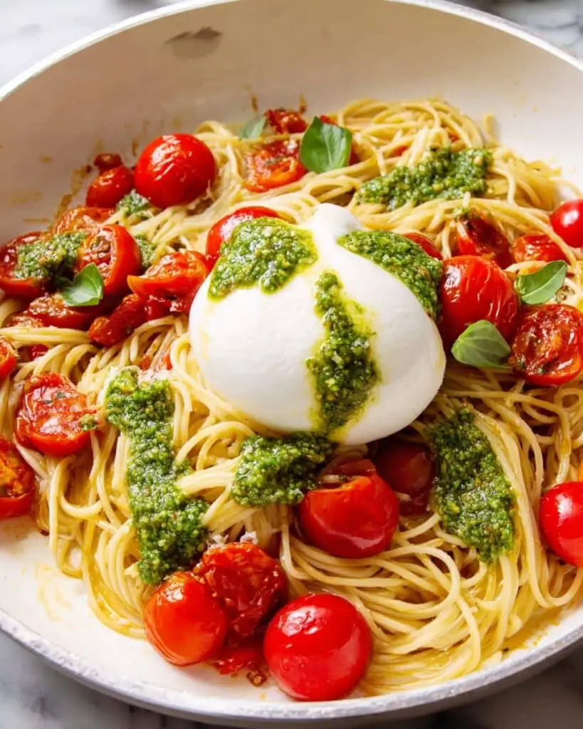 Urrata with Pasta, Tomatoes & Basil Recipe