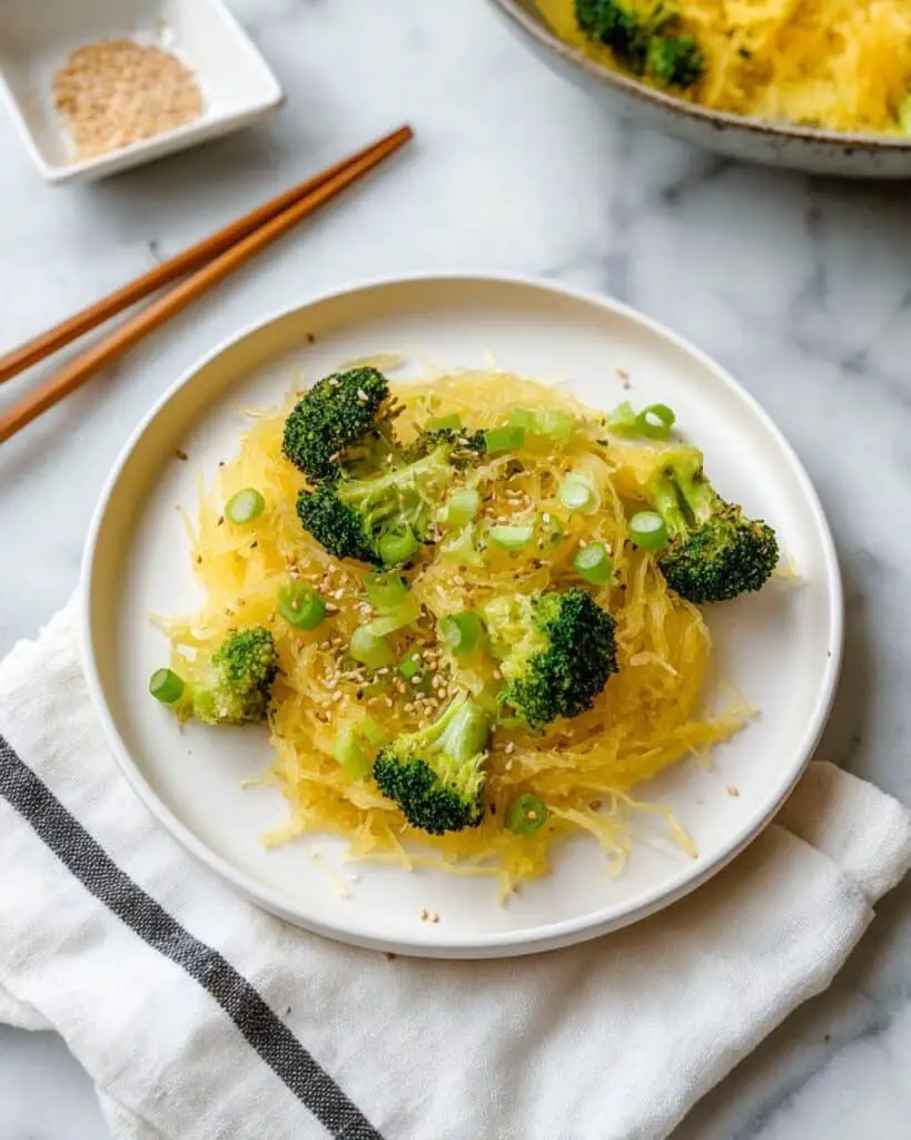 Sesame Spaghetti Squash Noodles with Broccoli Recipe