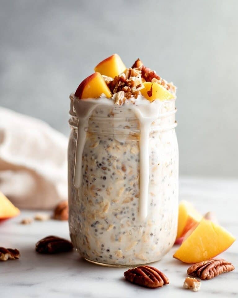 Collagen Peaches and Cream Overnight Oats Recipe