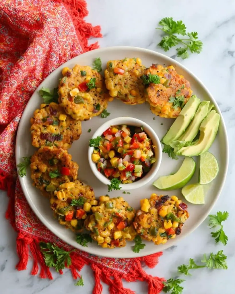 Chive Corn Fritters with Roasted Zucchini Salsa Recipe