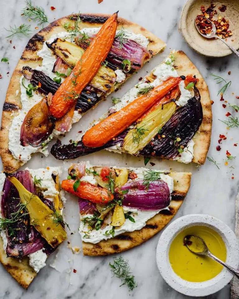 Roasted Root Vegetable and Goat Cheese Pizza with Chili Honey Recipe