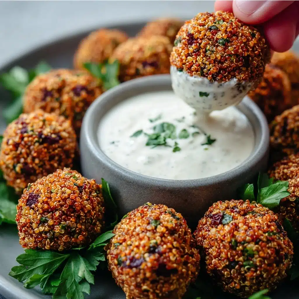 Quinoa Pizza Balls with Yogurt Ranch Dipping Sauce Recipe - Recipe Image