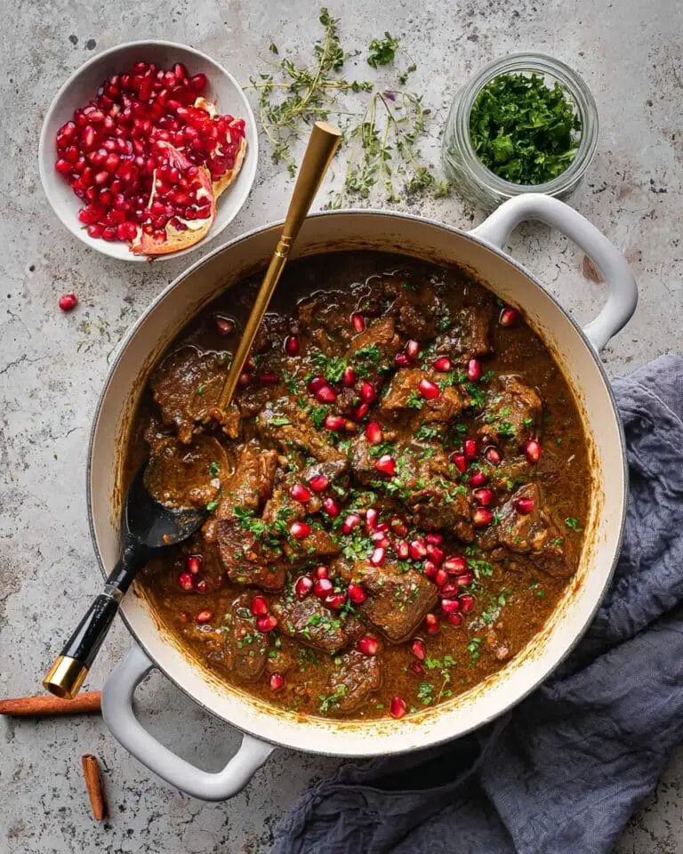 Persian Lamb Stew with Walnuts, Cranberries, and Pomegranate Molasses Recipe
