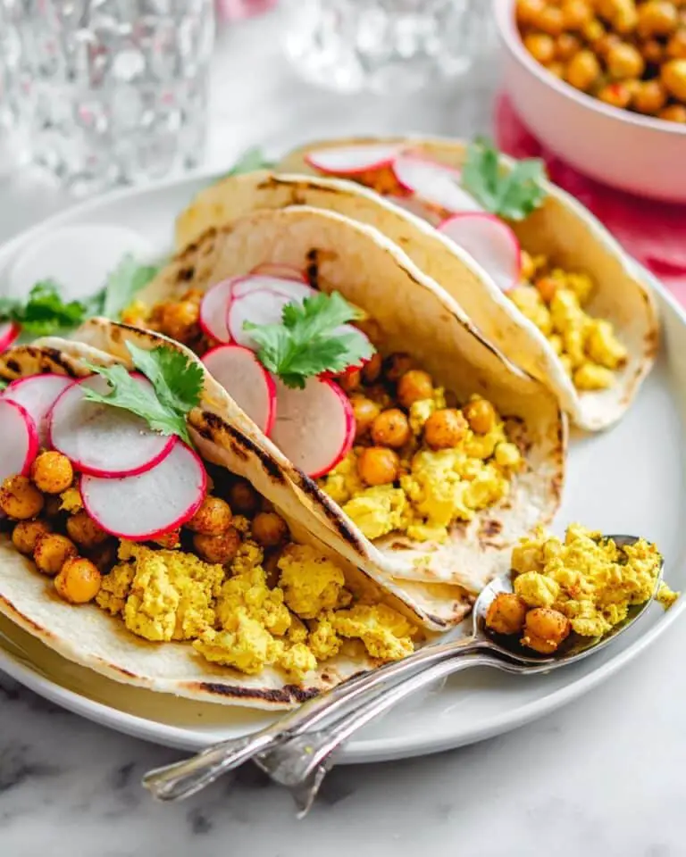 Vegan Breakfast Tacos with Crispy Chickpeas and Tofu Scramble Recipe