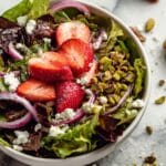 Spinach Strawberry Salad with Pistachios, Feta, and Balsamic Vinaigrette Recipe