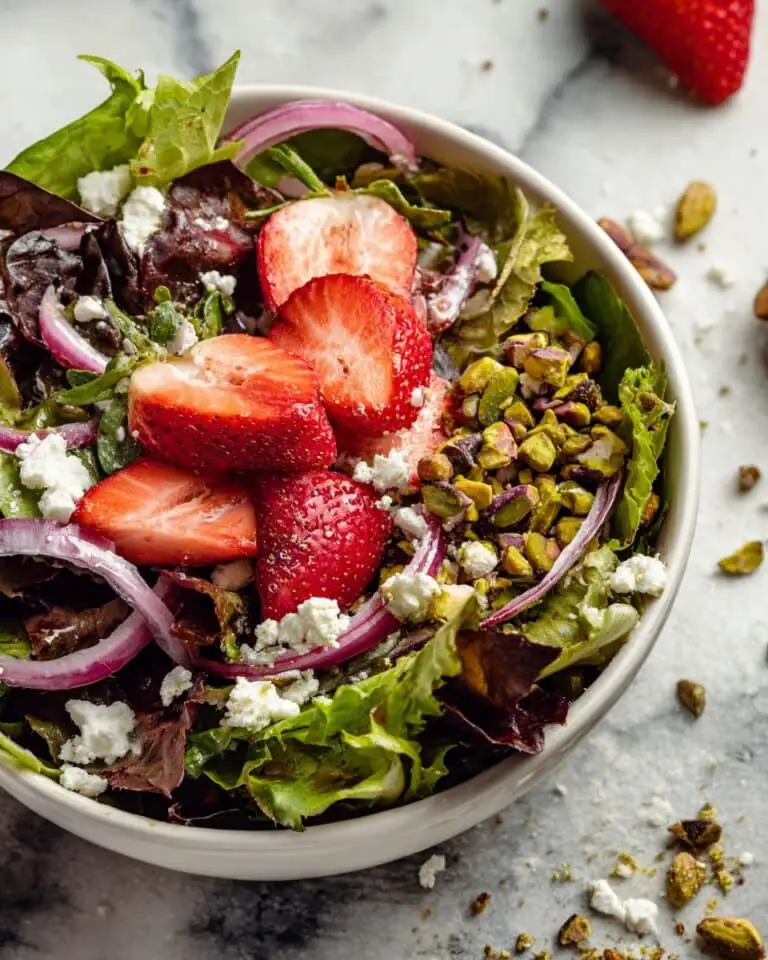 Spinach Strawberry Salad with Pistachios, Feta, and Balsamic Vinaigrette Recipe