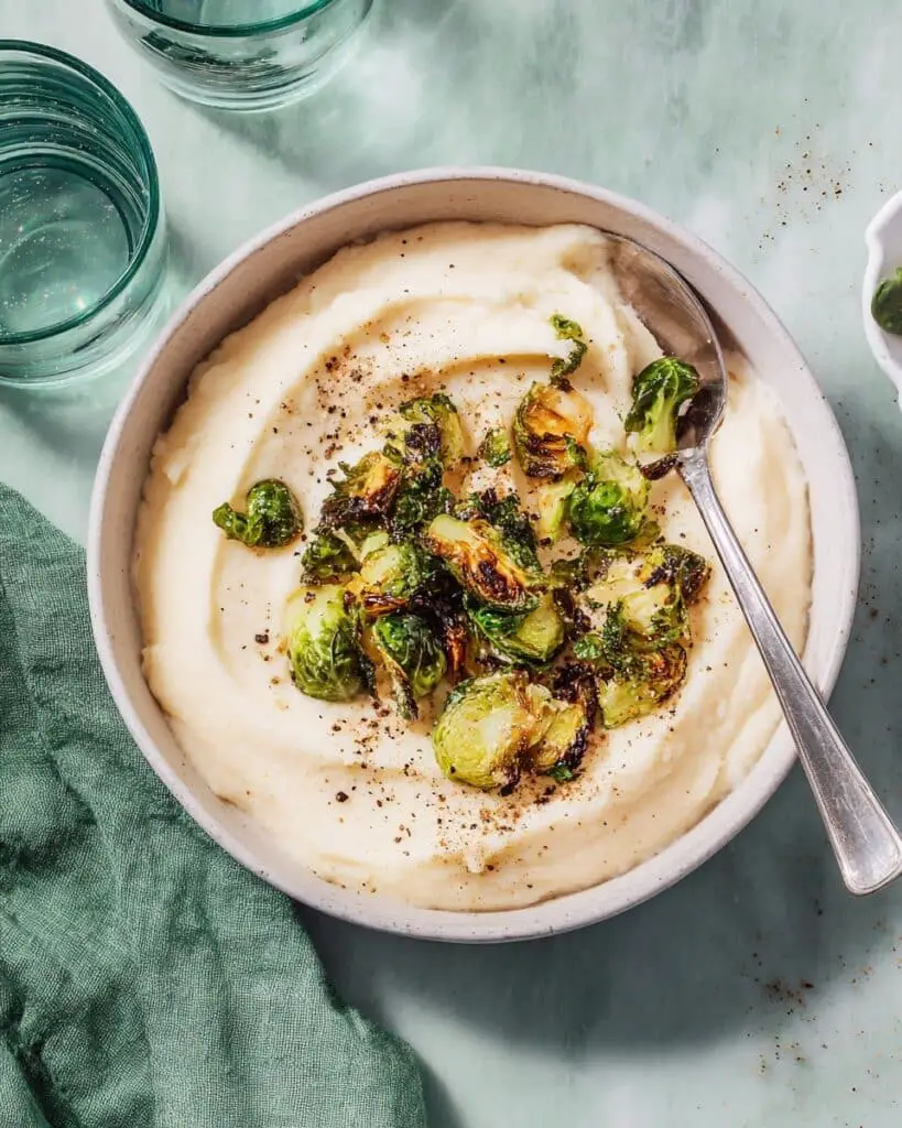Creamy Parsnip Soup with Crispy Brussels Sprouts Recipe