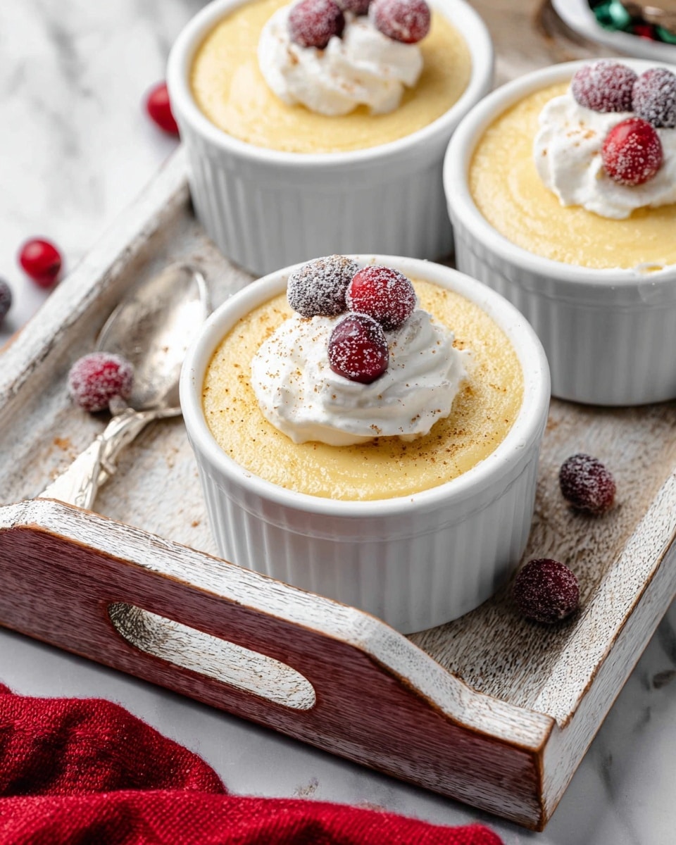 Homemade Eggnog Pudding with Sugared Cranberries and Nutmeg Recipe