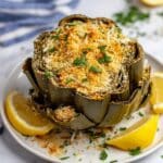 Stuffed Artichokes with Lemon Garlic Dipping Sauce Recipe